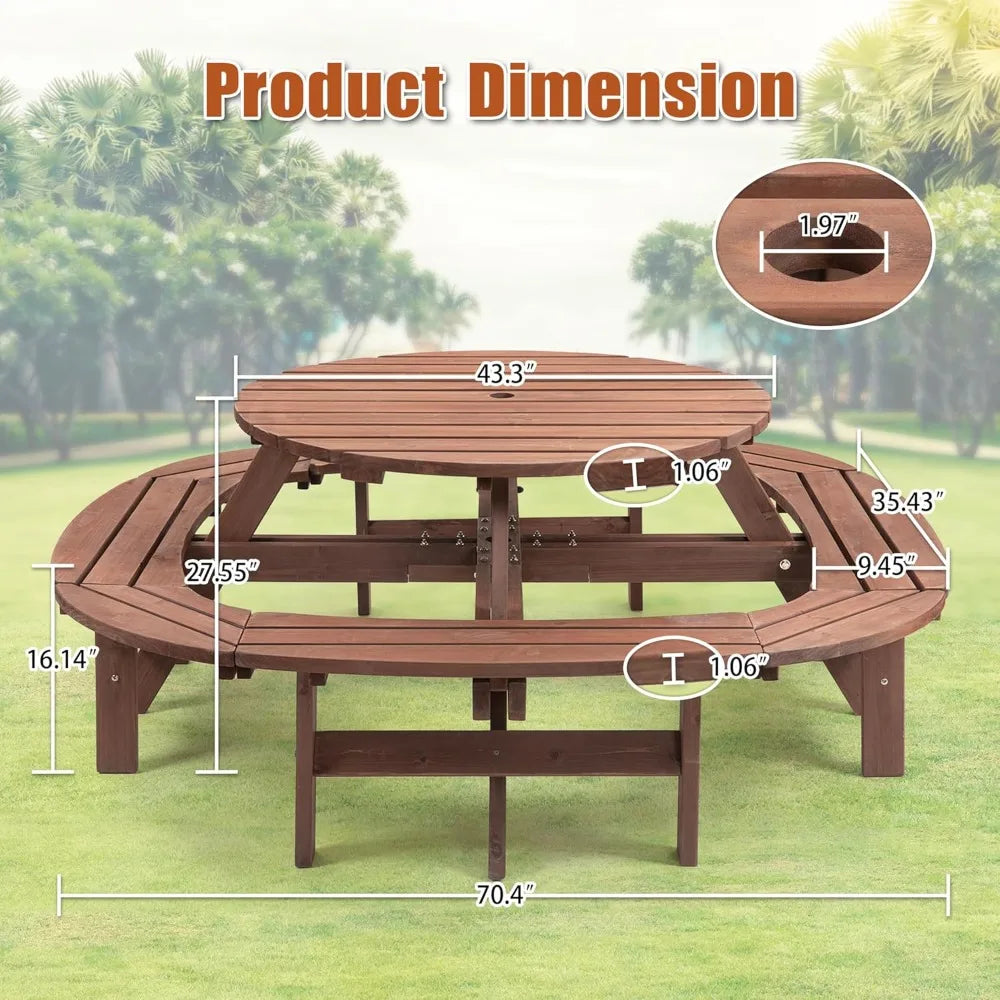 Outdoor Solid Wood Picnic Table