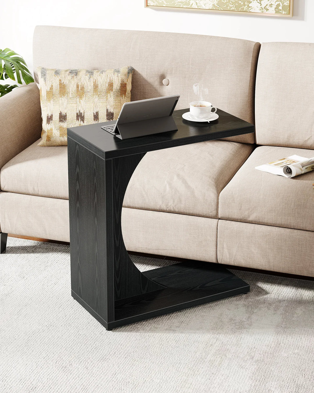 Modern C-Shaped Side Table 🖤