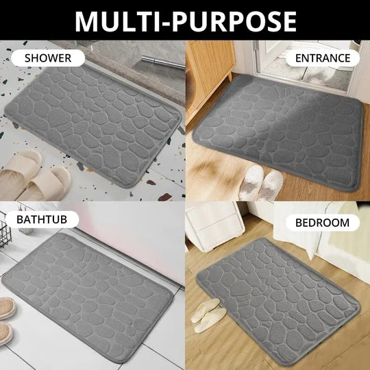 Embossed Pebble Floor Mat  Non-Slip Fiber Rug for Bathroom or Living Room