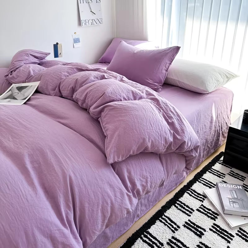 Luxury Solid Cotton Bed Linen Set