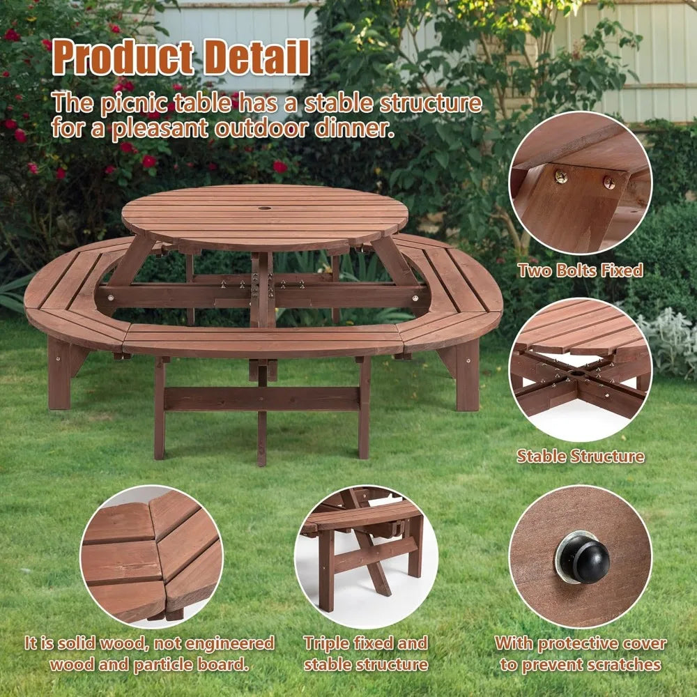 Outdoor Solid Wood Picnic Table
