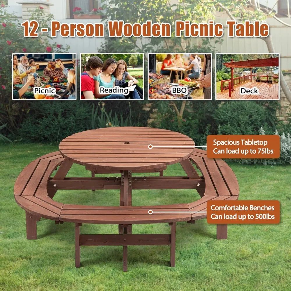 Outdoor Solid Wood Picnic Table