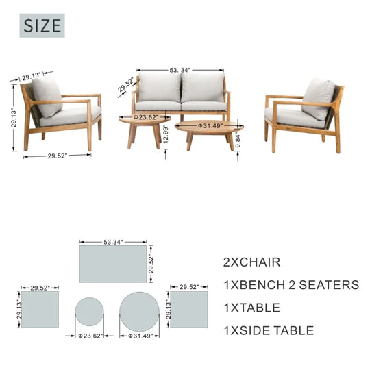 5 pieces Outdoor Acacia Wood Furniture Set