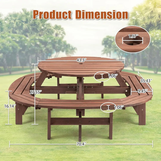 Outdoor Solid Wood Picnic Table