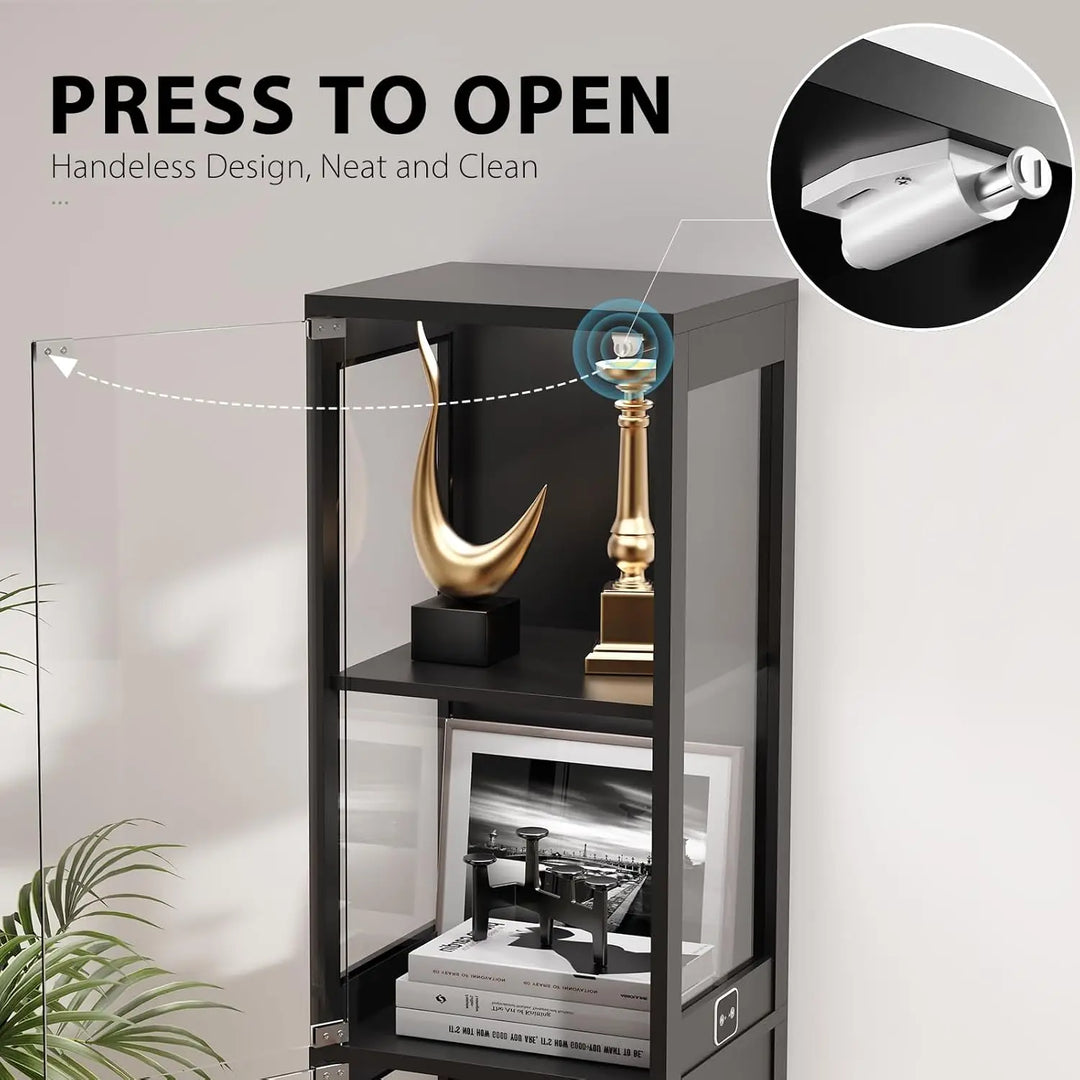 4-Tier Curio Glass Display Cabinet with 3 Color Lights