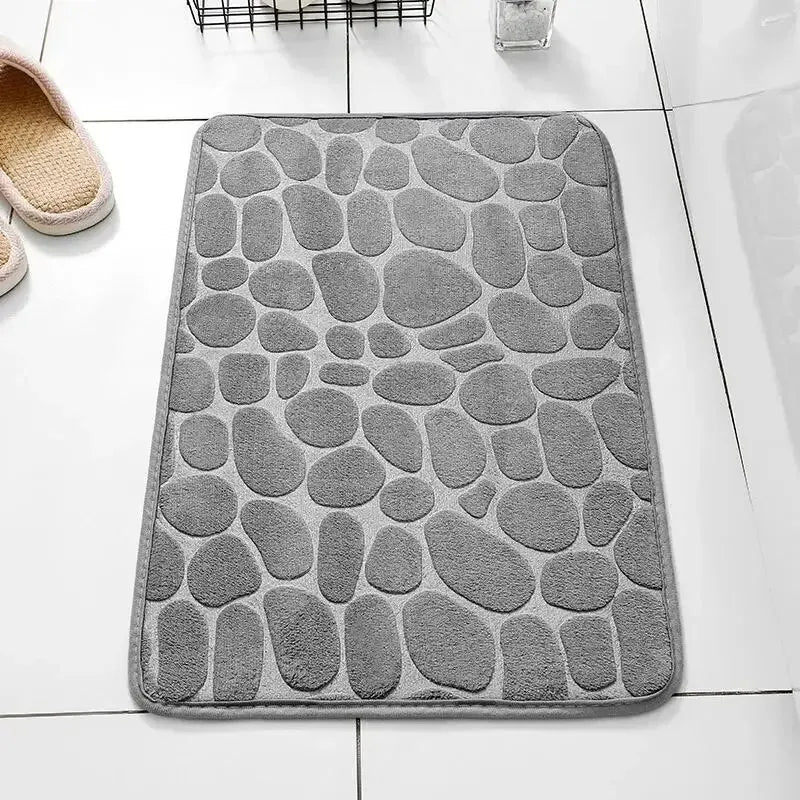 Embossed Pebble Floor Mat  Non-Slip Fiber Rug for Bathroom or Living Room